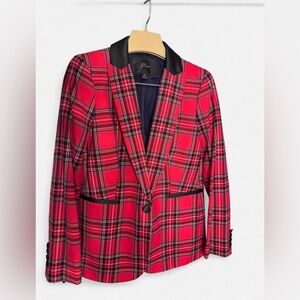 J. Crew Women's Red and Black Plaid Blazer